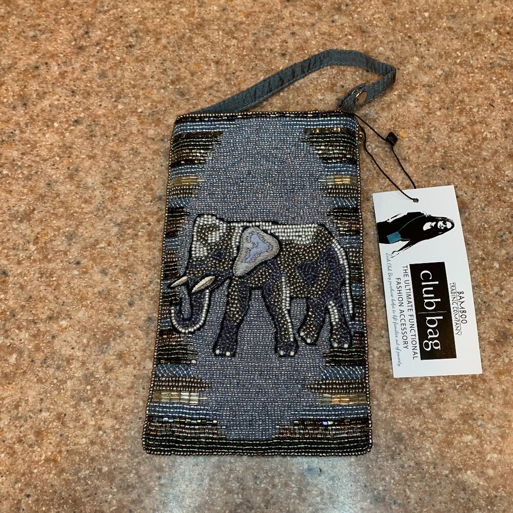 The Bamboo Tradin Company Elephant Beaded Club Bag NWT
